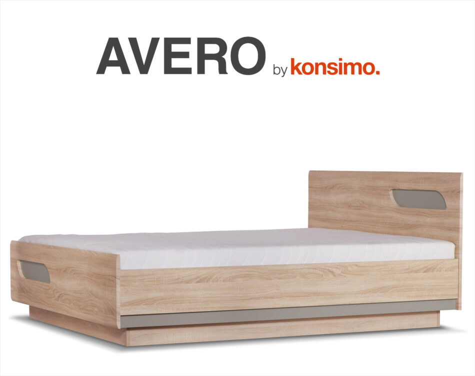 AVERO Podwójna rama łóżka 140 x 200 cm w stylu skandynawskim dąb szary dąb/szarobeżowy - zdjęcie 7