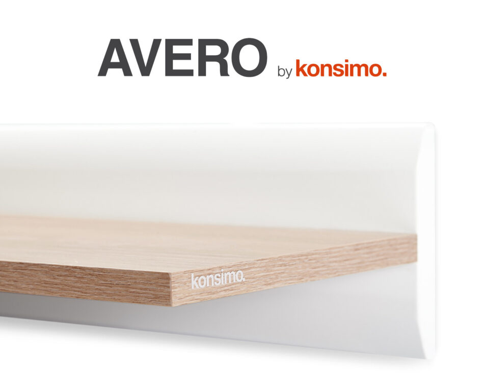 AVERO Półka wisząca 165 cm w stylu skandynawskim biała biały matowy/biały połysk/dąb - zdjęcie 4