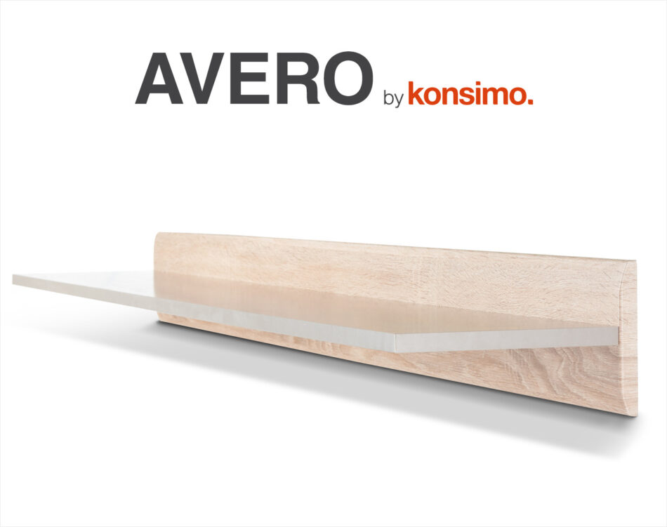 AVERO Półka wisząca 110 cm w stylu skandynawskim dąb szary dąb/szarobeżowy - zdjęcie 4