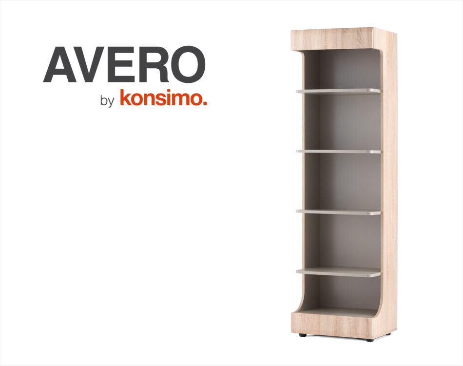 AVERO Regał z półkami w stylu skandynawskim 55 cm dąb szary dąb/szarobeżowy - zdjęcie 7