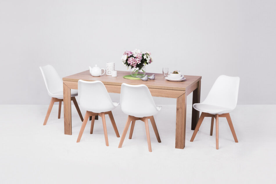 CALDO Zestaw do jadalni duży stół rozkładany dąb i 4 białe krzesła biały/dąb naturalny - zdjęcie 2