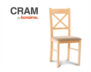 CRAM Proste krzesło drewniane krzyżak buk tkanina pleciona beż buk/beżowy - zdjęcie 5