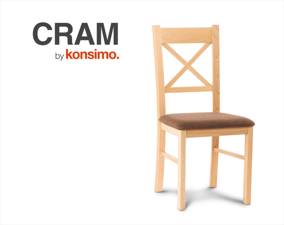 CRAM Proste krzesło drewniane krzyżak buk tkanina pleciona brąz buk/brązowy - zdjęcie 4