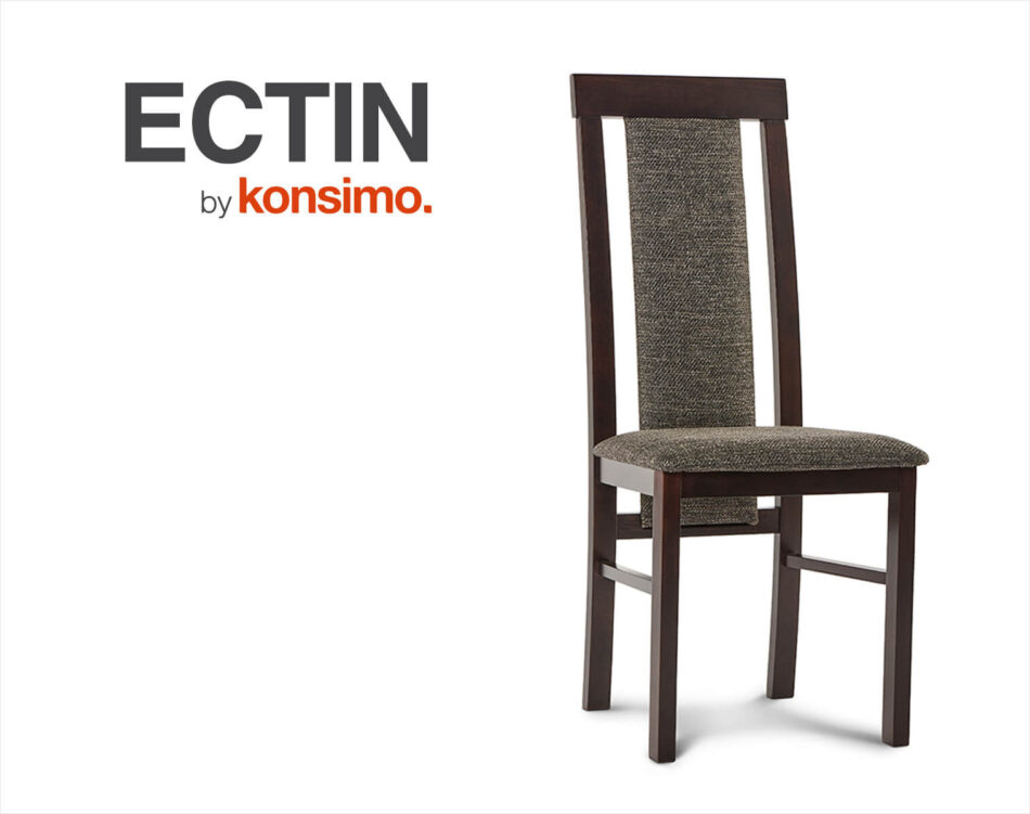 ECTIN Drewniane krzesło wenge tkanina pleciona szara wenge/brązowy - zdjęcie 4