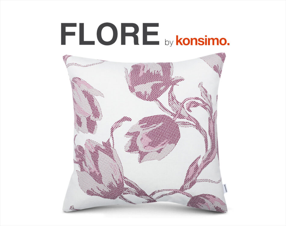 FLORE Poszewka na poduszkę kremowy/fioletowy - zdjęcie 2