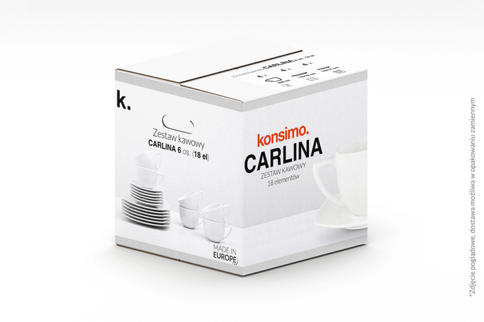 CARLINA Serwis kawowy kwadratowy 6 os. 18 elementów biały biały - zdjęcie 9