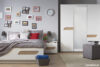 AVERO Podwójna rama łóżka 140 x 200 cm w stylu skandynawskim dąb szary dąb/szarobeżowy - zdjęcie 2