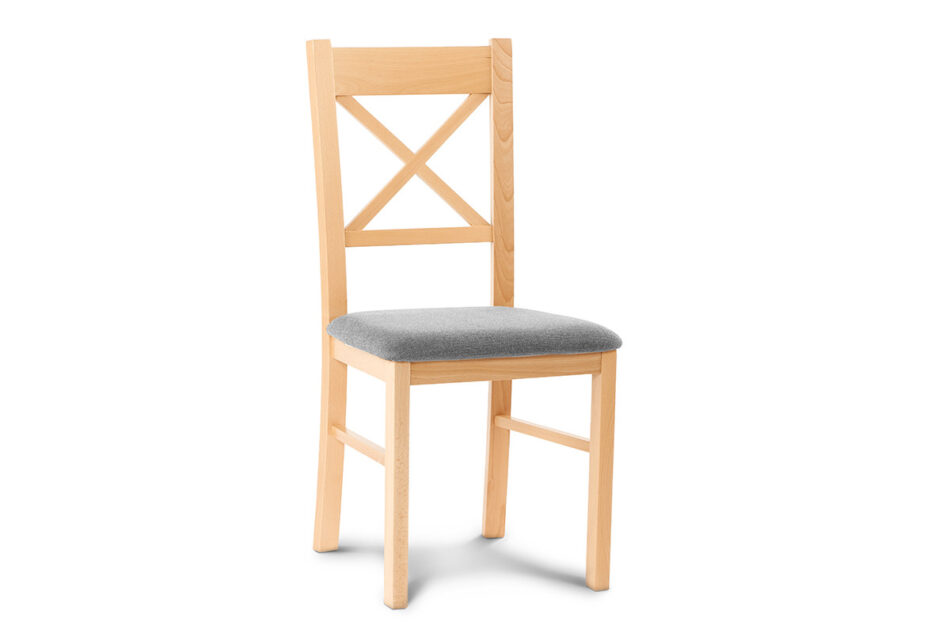 CRAM Proste krzesło drewniane krzyżak buk tkanina pleciona szara buk/jasny szary - zdjęcie 0