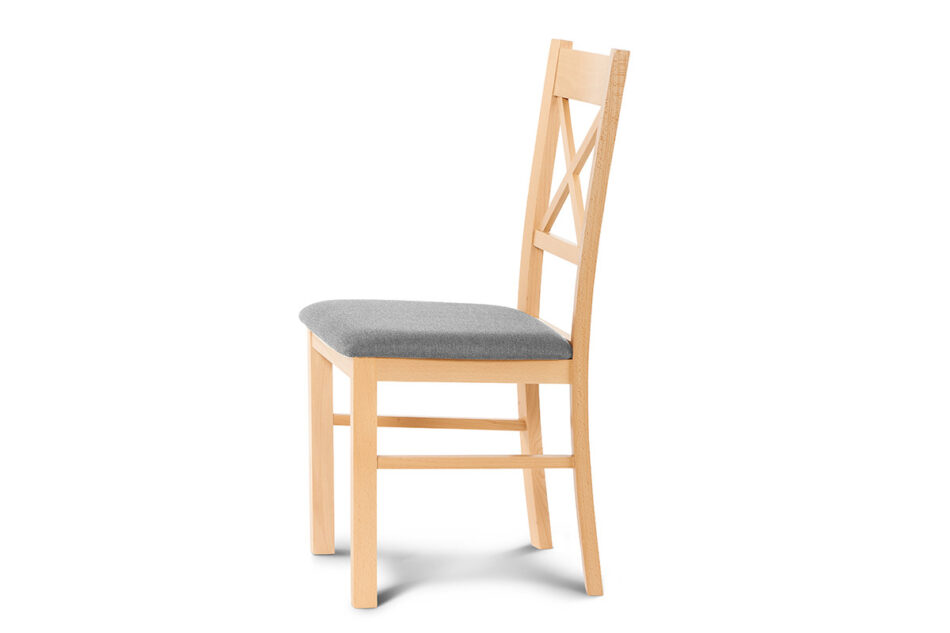 CRAM Proste krzesło drewniane krzyżak buk tkanina pleciona szara buk/jasny szary - zdjęcie 1