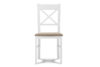 CRAM Proste krzesło drewniane krzyżak białe tkanina pleciona beż biały/beżowy - zdjęcie 2