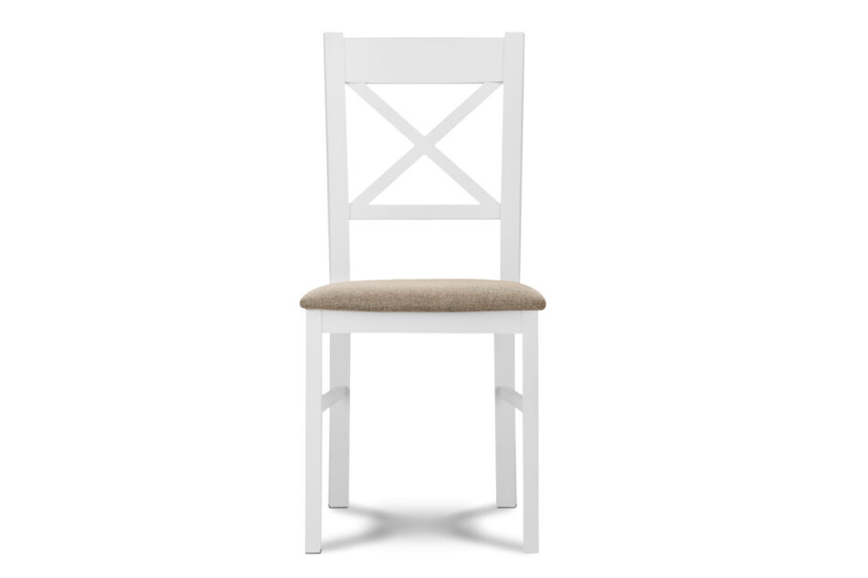 CRAM Proste krzesło drewniane krzyżak białe tkanina pleciona beż biały/beżowy - zdjęcie 1