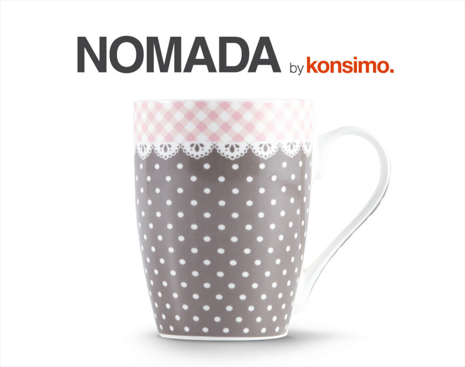 NOMADA Kubek brązowy/biały/różowy - zdjęcie 3