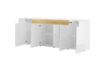 TOLEDO Nowoczesna pojemna komoda półki i szuflady biała  biały połysk/dąb san remo - zdjęcie 3