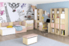 PONGO Biurko z szufladą i półkami do pokoju dziecięcego białe / szare / buk buk/biały/ciemny szary - zdjęcie 3