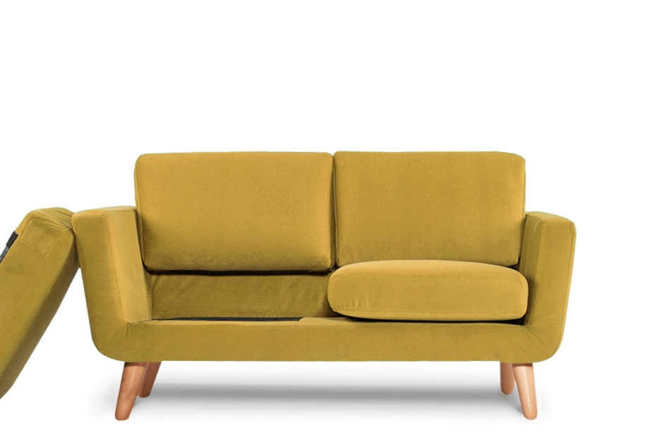 TAGIO Żółta skandynawska sofa 2 osobowa żółty - zdjęcie 3