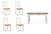 CRAM, LEMAS Duży rozkładany stół z 4 krzesłami biały/dąb biały/beżowy|biały/ciemny dąb - zdjęcie 1