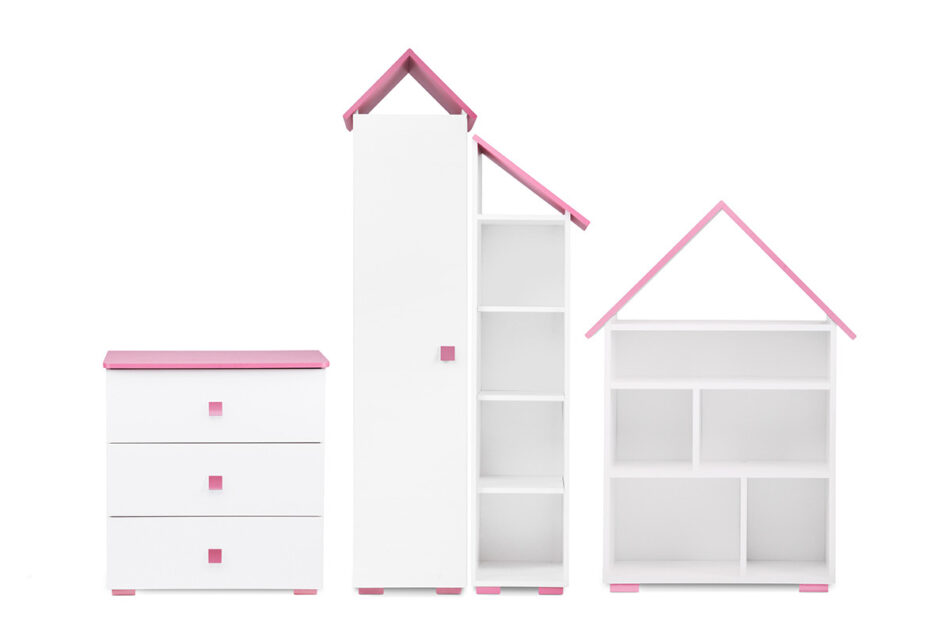 PABIS Zestaw meble dla dziewczynki różowe 4 elementy biały/różowy - zdjęcie 0