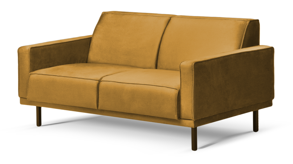 BARO Prosta sofa dwuosobowa na metalowych nóżkach miodowa brązowy - zdjęcie 2