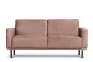 Prosta sofa dwuosobowa na metalowych nóżkach różowa