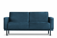 Prosta sofa dwuosobowa na metalowych nóżkach granatowa