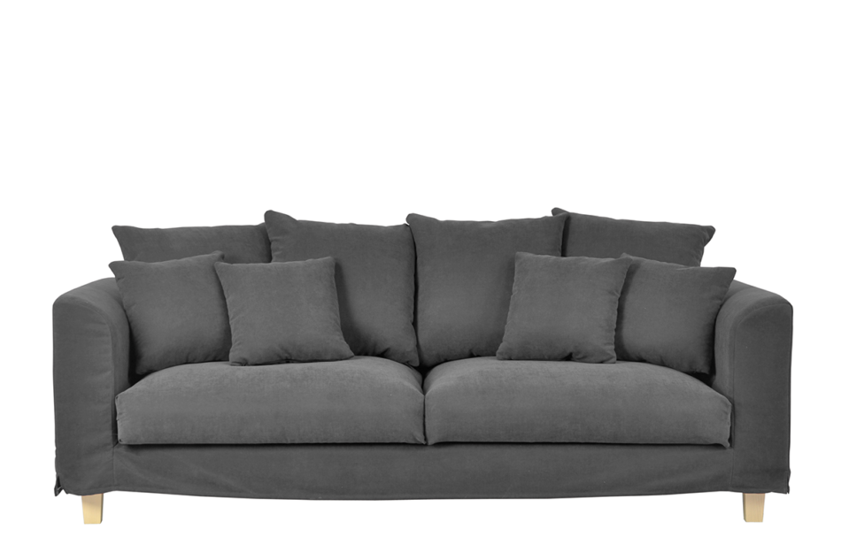 BRYONI Sofa 3 osobowa z dodatkowymi poduszkami szara ciemny szary - zdjęcie 0