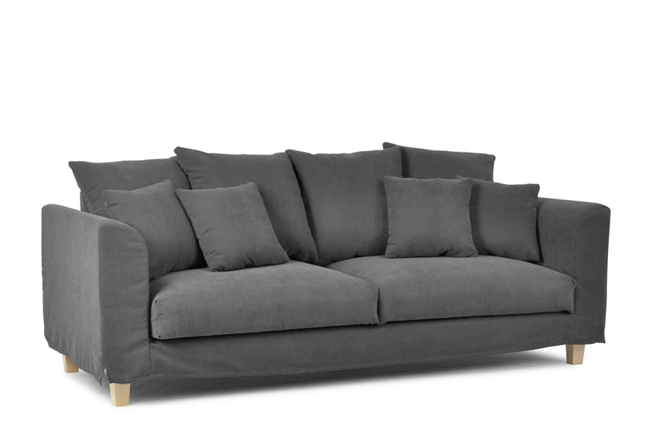 BRYONI Sofa 3 osobowa z dodatkowymi poduszkami szara ciemny szary - zdjęcie 1