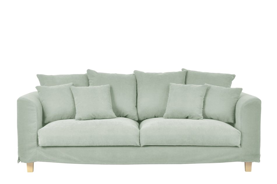 BRYONI Sofa 3 osobowa z dodatkowymi poduszkami miętowa miętowy - zdjęcie 0