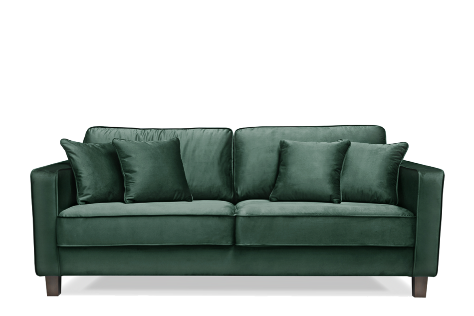 KANO Sofa trzyosobowa z dodatkowymi poduszkami butelkowa zieleń ciemny zielony - zdjęcie 0
