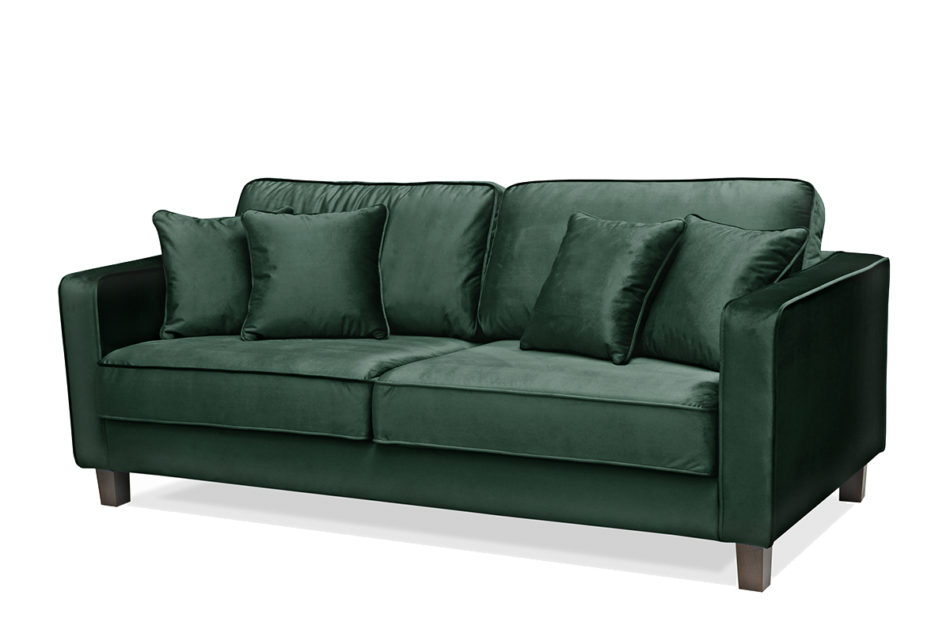 KANO Sofa trzyosobowa z dodatkowymi poduszkami butelkowa zieleń ciemny zielony - zdjęcie 1