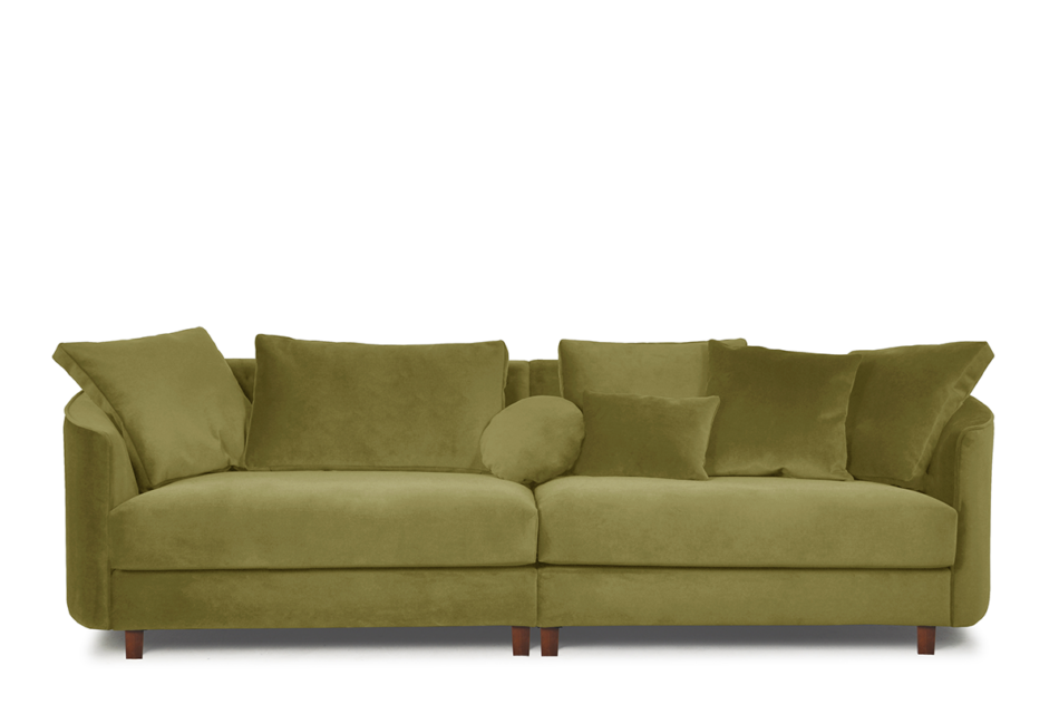 JUNI Duża sofa welurowa na drewnianych nóżkach oliwkowa oliwkowy - zdjęcie 0