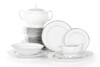 NEW HOLLIS PLATIN Serwis obiadowy polska porcelana 6 os. 24 elementy biały / platynowy wzór Platin - zdjęcie 1