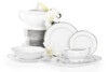 NEW HOLLIS PLATIN Serwis obiadowy polska porcelana 6 os. 24 elementy biały / platynowy wzór Platin - zdjęcie 3