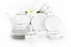 NEW HOLLIS PLATIN Serwis herbaciany polska porcelana 6 os. 15 elementów biały / platynowy wzór Platin - zdjęcie 4