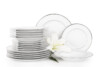 NEW HOLLIS PLATIN Serwis obiadowy polska porcelana 6 os. 18 elementów biały / platynowy wzór Platin - zdjęcie 1