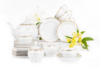 NEW HOLLIS GOLD Serwis herbaciany polska porcelana 6 os. 15 elementów biały / złoty wzór Gold - zdjęcie 1
