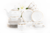 NEW HOLLIS GOLD Serwis herbaciany polska porcelana 6 os. 15 elementów biały / złoty wzór Gold - zdjęcie 4