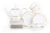 NEW HOLLIS GOLD Serwis herbaciany polska porcelana 6 os. 15 elementów biały / złoty wzór Gold - zdjęcie 3