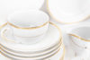 NEW HOLLIS GOLD Serwis herbaciany polska porcelana 6 os. 15 elementów biały / złoty wzór Gold - zdjęcie 5