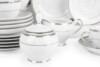 NEW HOLLIS PLATIN Serwis herbaciany polska porcelana 6 os. 15 elementów biały / platynowy wzór Platin - zdjęcie 6