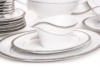 GEOS PLATIN Serwis obiadowy polska porcelana, sosjerka, waza 25 elementów biały / platynowy wzór dla 6 os. Platin - zdjęcie 4
