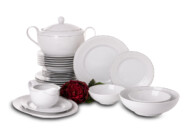 Zestaw obiadowy porcelana 25 elementów biały wzór dla 6 os.