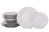 AMELIA CARMEN Zestaw obiadowy porcelana 18 elementów biały wzór dla 6 os. biały - zdjęcie 1