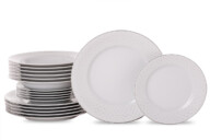 Zestaw obiadowy porcelana 18 elementów biały wzór dla 6 os.