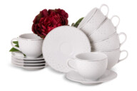 Zestaw kawowy porcelana 12 elementów biały wzór dla 6 os.