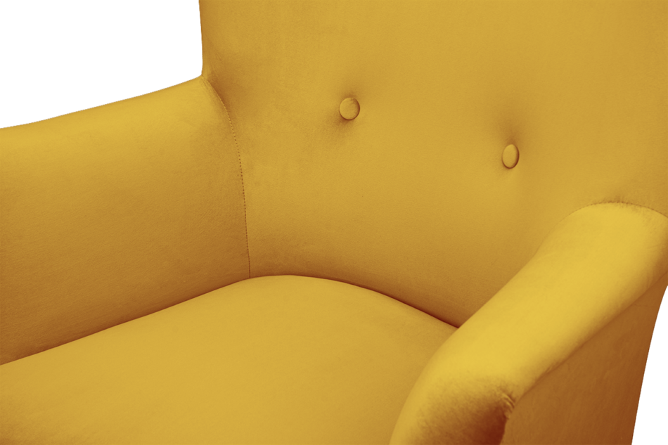 ACRIDO Fotel w stylu skandynawskim na drewnianych nóżkach welur żółty żółty - zdjęcie 4