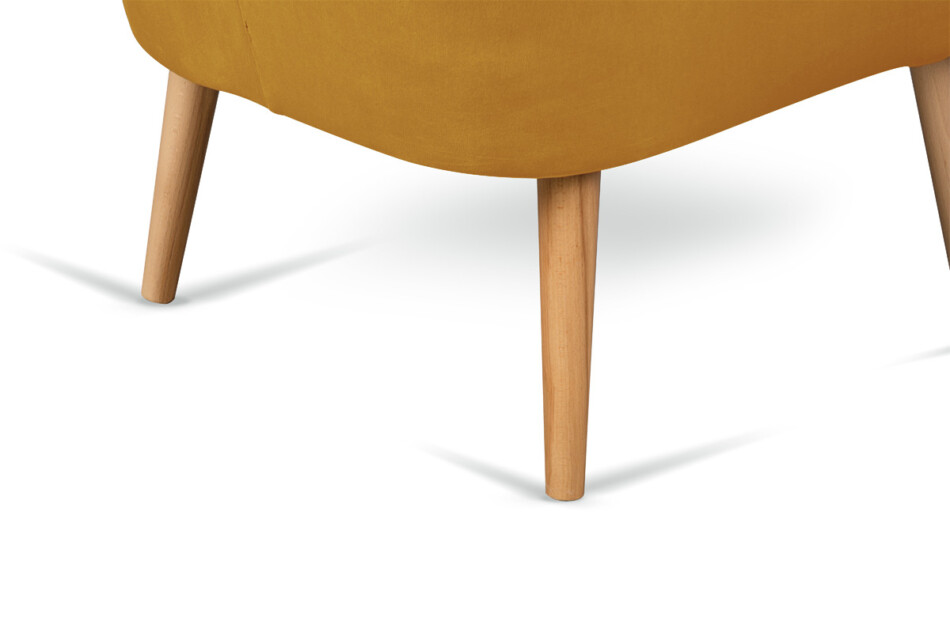ACRIDO Fotel w stylu skandynawskim na drewnianych nóżkach welur żółty żółty - zdjęcie 5