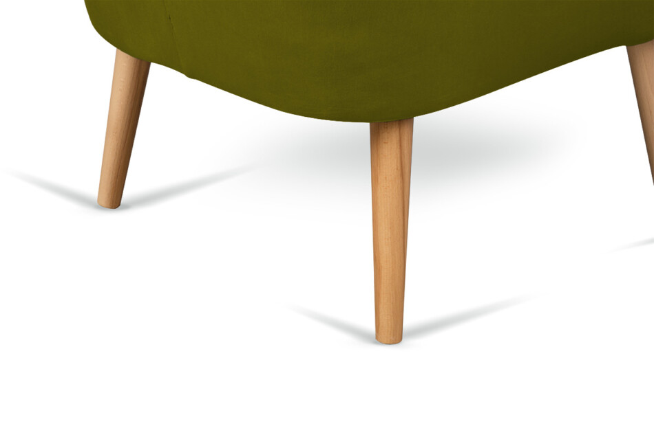ACRIDO Fotel w stylu skandynawskim na drewnianych nóżkach welur oliwkowy zielony oliwkowy - zdjęcie 5