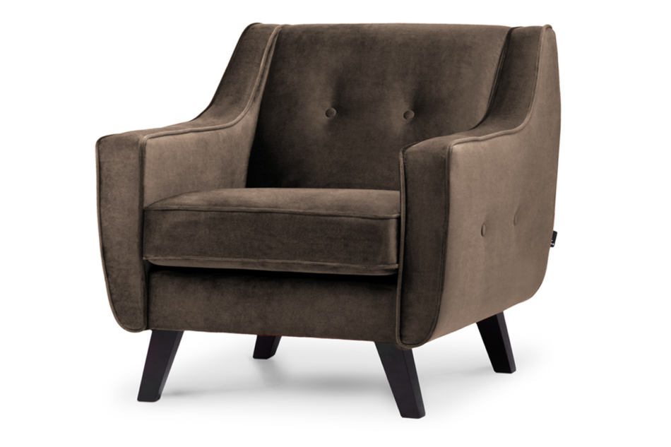 TERSO Skandynawski fotel welurowy brązowy brązowy - zdjęcie 1