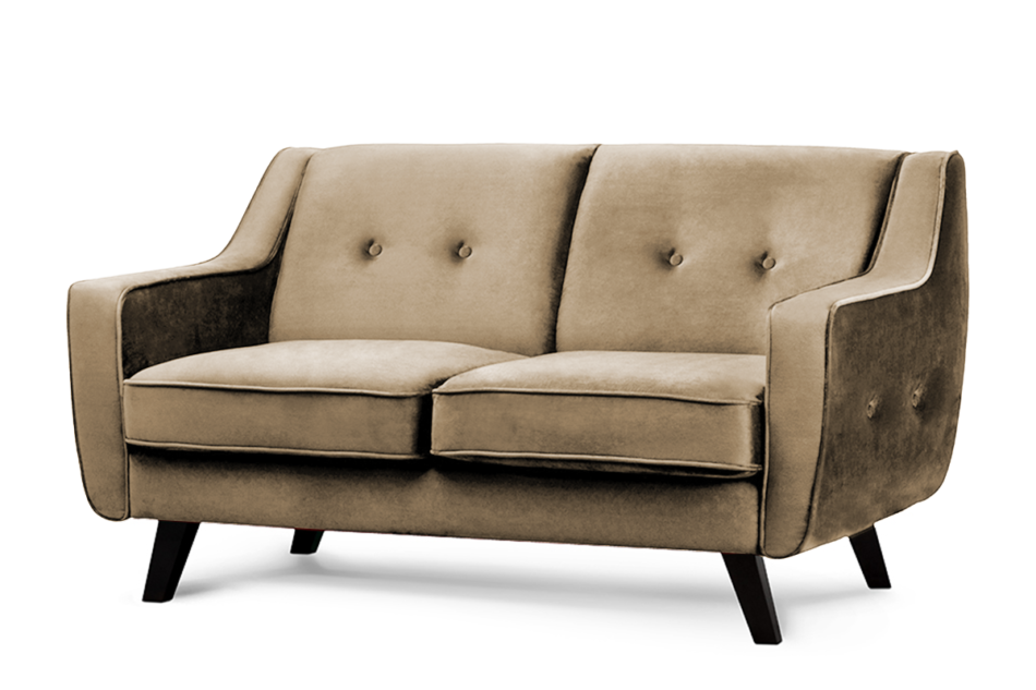 TERSO Skandynawska sofa 2 osobowa welur beżowa ciemny beżowy - zdjęcie 1