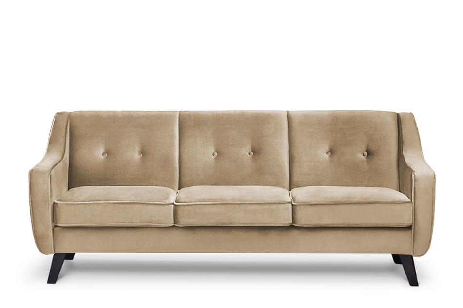 TERSO Skandynawska sofa 3 osobowa welur beżowa ciemny beżowy - zdjęcie 0